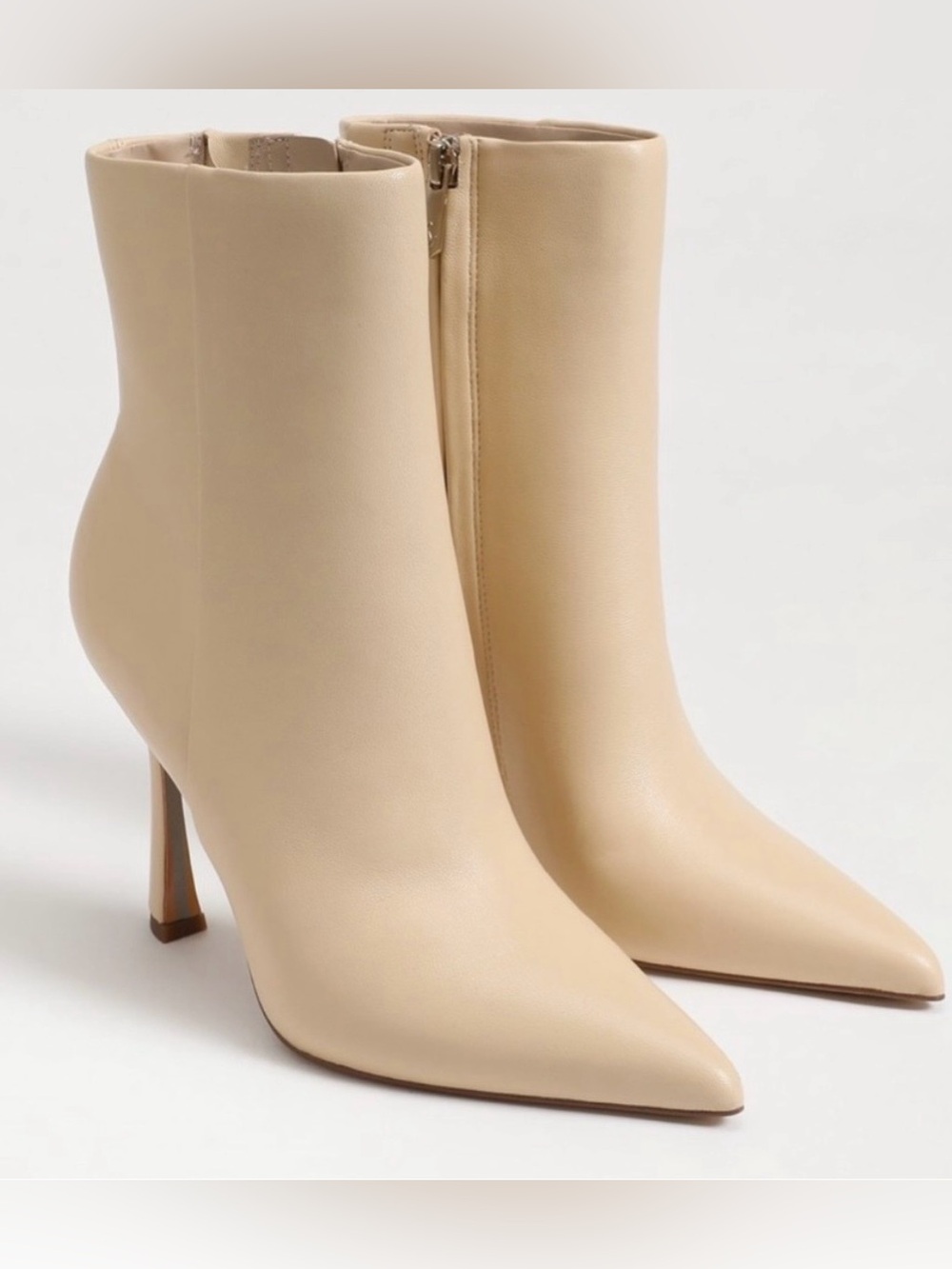 Sam Edelman Cream Pointed-Toe Stiletto Ankle Boots NIB Sz 10.5